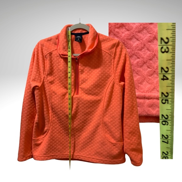 Lands End Orange Long Sleeve Zip Neck Fleece - Picture 9 of 14